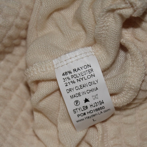 Hayden Los Angeles Knit Top NWOT Cream - Picture 4 of 5